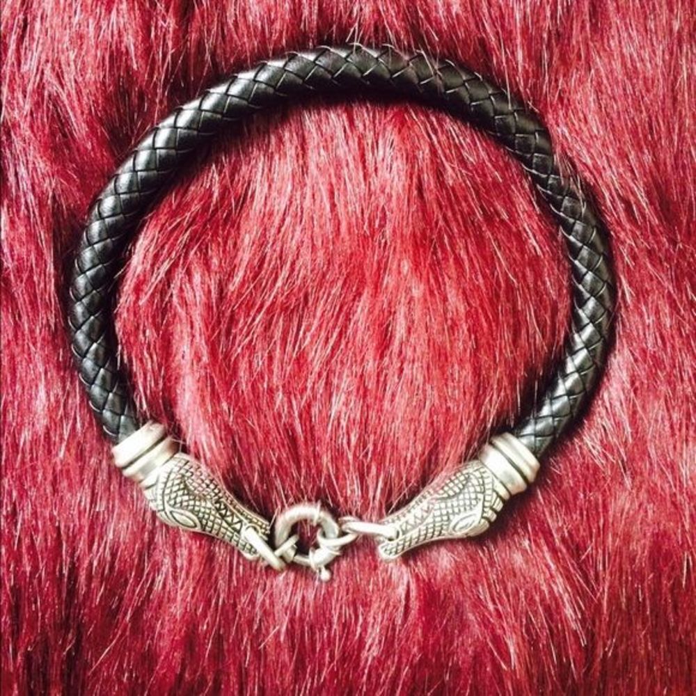 Sleek Braided Leather Alligator Head Choker  🐊